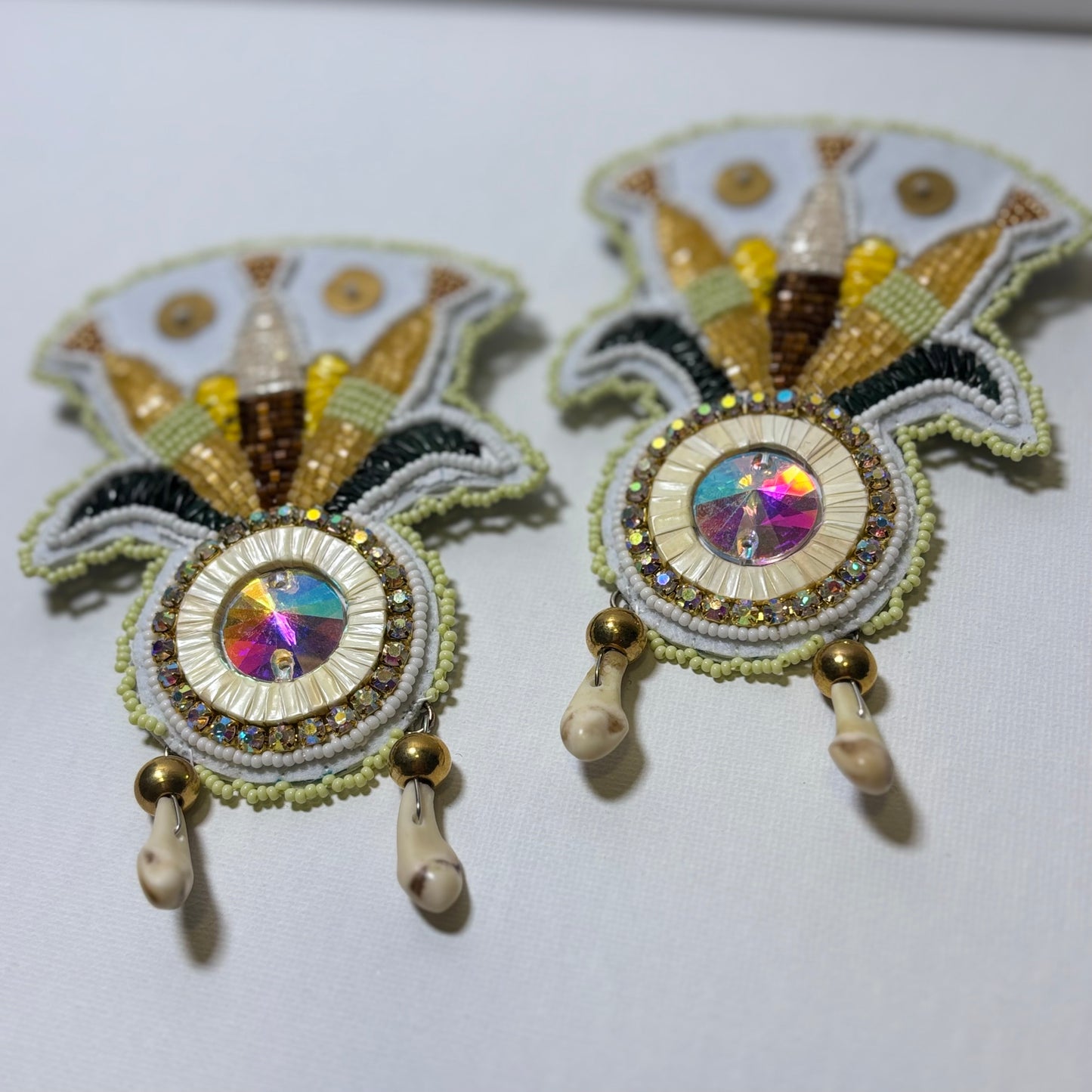 Handcrafted Beaded Earrings with North American Porcupine Quills