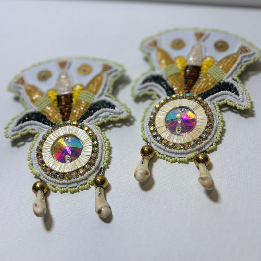 Handcrafted Beaded Earrings with North American Porcupine Quills